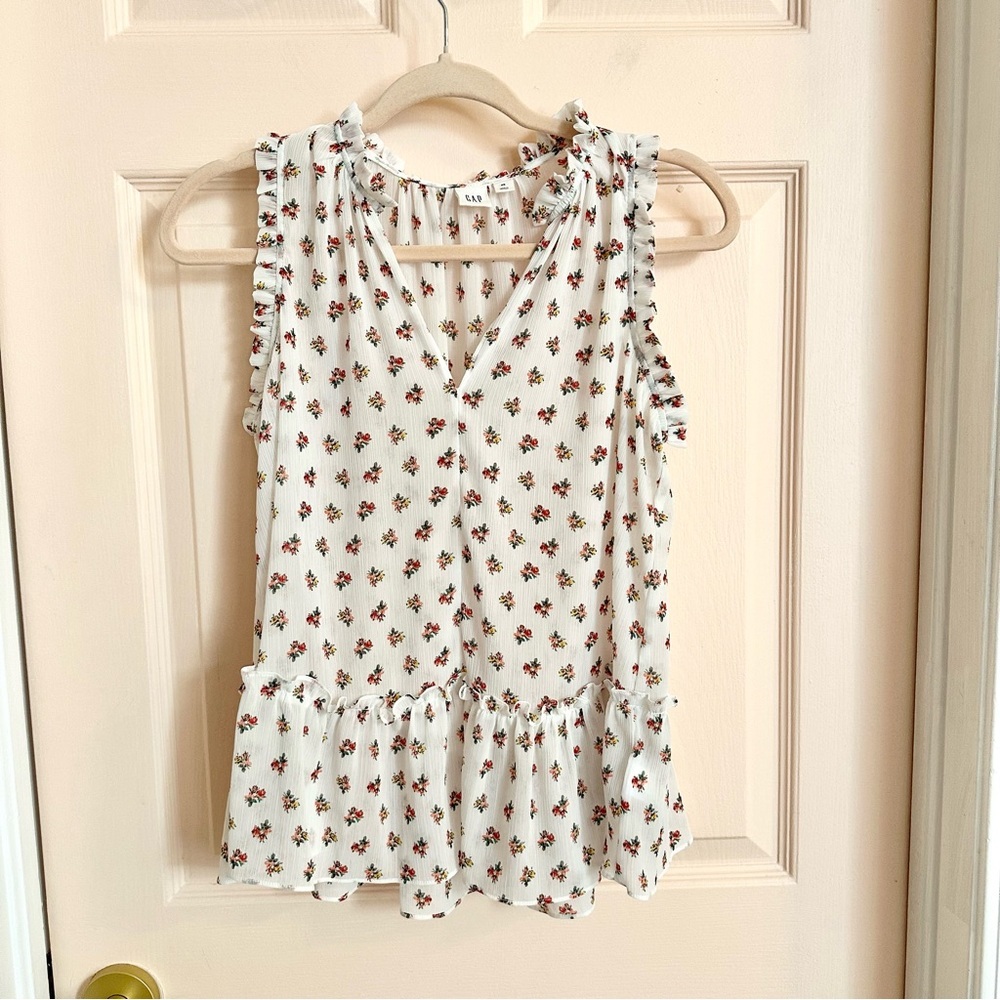 White floral gap tank